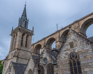Fototapeta na wymiar Saint Melaine church, flamboyant gothic style, town of Morlaix, Finistère department, Brittany, France 13.09.2022