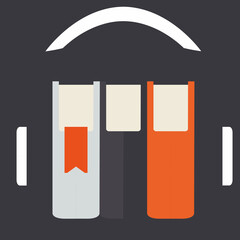 Print, white earphone, book