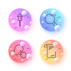 Select user, Fireworks and Skin condition minimal line icons. 3d spheres or balls buttons. Feather icons. For web, application, printing. Vector