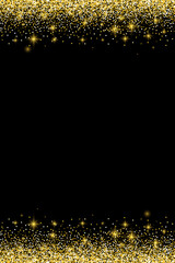 Gold glitter borders with sparkles. Vector illustration