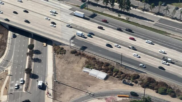 Aerial View Of Highway Freeway In California's Orange County