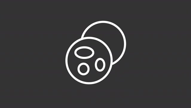 Animated cookies white line icon. Browser cookie. Collect and store information. Website. Seamless loop HD video with alpha channel on transparent background. Motion graphic design for night mode