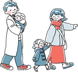 歩く家族（冬服）
