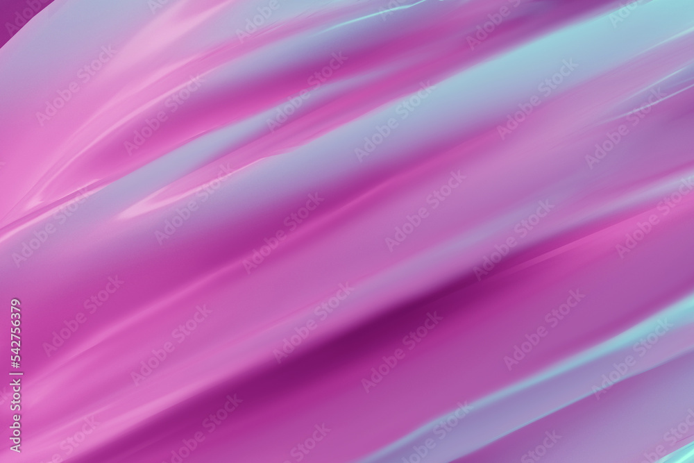 Poster Abstract pink and blue gradients liquid 3d render.