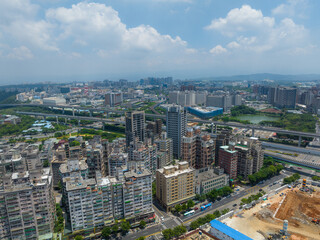 Fototapeta premium Top view of the city in Linkou district in New Taipei City of Taiwan