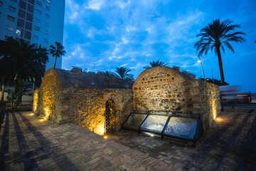 Arab baths in Ceuta, Spain, at dusk