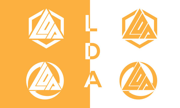 'LDA'  Letter tringle and hexagon logo design.