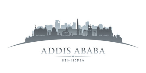 Addis Ababa Ethiopia city silhouette white background