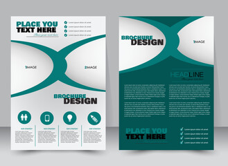 Abstract flyer design background. Brochure template. Annual report cover. Can be used for magazine, business mockup set, education, presentation. Vector illustration a4 size.  Green color.