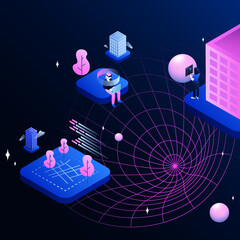 We Develop Your Personal Metaverse Illustration. Dive into the Metaworld. Vector illustration