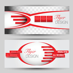 Flyer banner or web header template set. Vector illustration promotion design background.