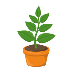 Potted Plant Sign Emoji Icon Illustration. Decoration Vector Symbol Emoticon Design Clip Art Sign Comic Style.