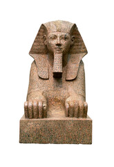 Sphinx of female pharaoh from ancient Egypt isolated