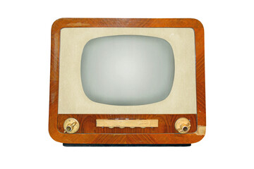 Old retro CRT television receiver isolated