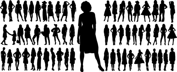 set of woman silhouette design isolated vector