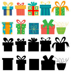 gift set, holiday collection in flat style, isolated vector design