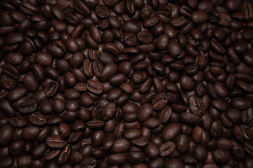 Background of roasted coffee beans.