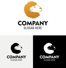 Sheep head logo design, vector illustration