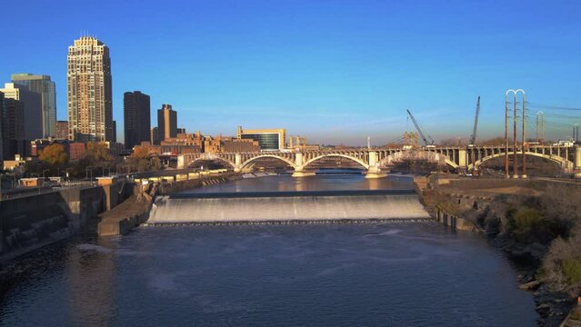 St Anthony Falls Minneapolis Missisippi Drone