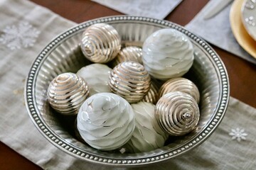 Metal Scallopped Bowl with shiny ornaments
