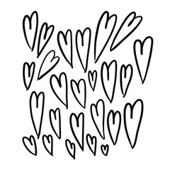 Obraz premium many contour hearts rise into the air. vector illustration.