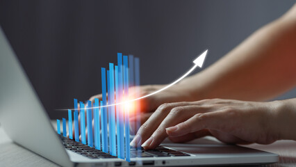 business finance technology and investment concept. Stock Market Investments Funds and Digital...