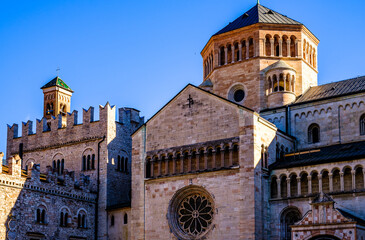 Fototapeta premium historic buildings at the old town of Trento - Trentino in italy