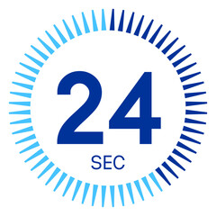 24 seconds,concept of time,timer icon,vector illustration,circle time pie diagram.