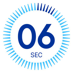 6 seconds,concept of time,timer icon,vector illustration,circle time pie diagram.