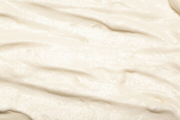 Plakat Cream texture for face and body skin care. White lotion, moisturizer, skin care cosmetics application background.
