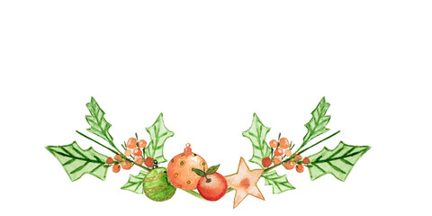 Banner con delicata  decorazione natalizia isolata su sfondo bianco © sommaria