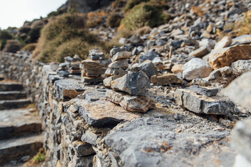 Hiking trail in a beautiful gorge for active walks in Greece on the island of Crete