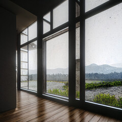 Obraz na płótnie Canvas room with a window in the morning