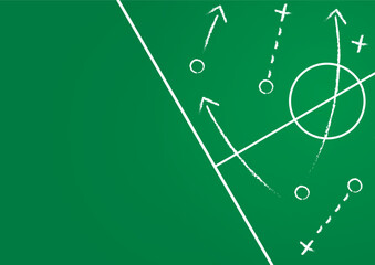 Background of soccer team formation and tactic drawing on the football board