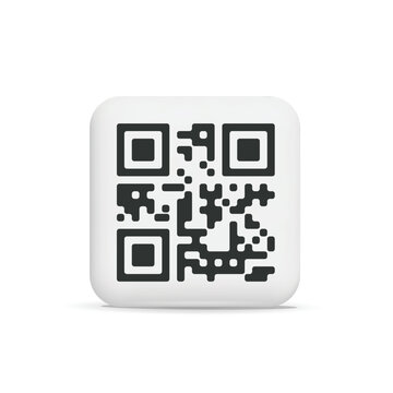 3d Vector Black Square Qr Code Scan Ui Element Icon For Mobile App And Website Landing Page Illustration