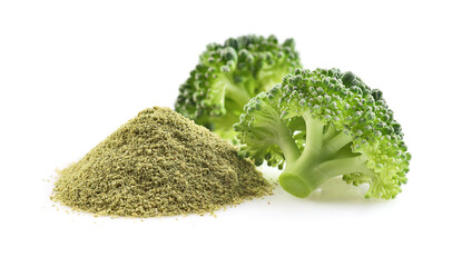 Crushed freeze broccoli with powder
