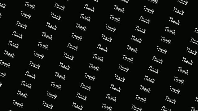 Animation many thank you words letter motion on black background. Typography thank you text message animated banner background.
