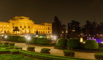 Fototapeta na wymiar Sao Paulo, Brazil: historic palace of Ipiranga Museum at Independence Park, lit at night