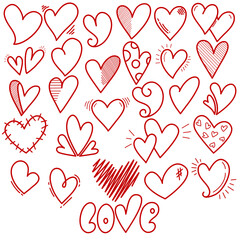 Vector image collection of red hearts