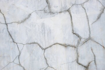 A weathered concrete wall with cracks and peeling paint, showing signs of age and decay.