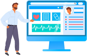 Cardiologist online service or platform. Idea of heart medical diagnostic and treatment. Doctors treat heart attack. Online blog. Medical application for consultation with doctor, healthcare concept