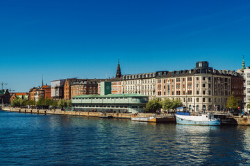Fototapeta na wymiar Havnegade waterfront promenade in central Copenhagen, Denmark.