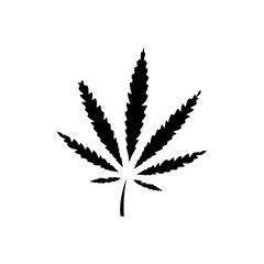 Cannabis Leaf Sativa Smoke Black Silhouette Icon. Medical Weed Marijuana