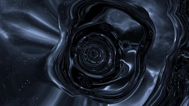 View inside of a black hole with transfiguration of reality. Design. The curvature of space and time.