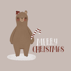 christmas teddy bear with candy cane