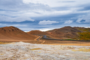 Fototapeta na wymiar Landscape of the Hverir geothermal zone (Iceland)