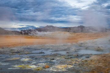 Landscape of the Hverir geothermal zone (Iceland)