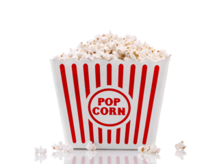 Red and white popcorn box isolated