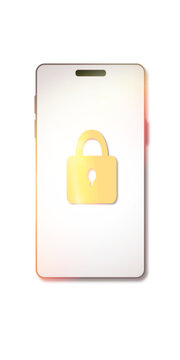 illustrazione di smartphone con lucchetto chiuso su sfondo trasparente
