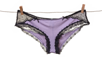Women's panties hanging on rope 